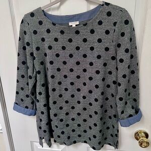 Talbots Charcoal Polka Dot Blouse